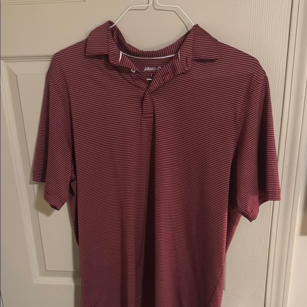 Men's Striped Polo Shirt - Red